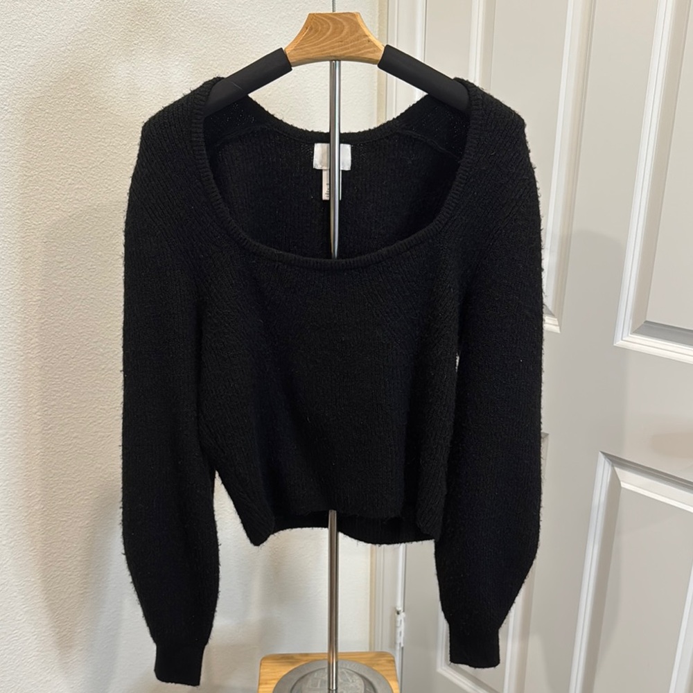 Black Women's Oversized Fluffy Sweater
